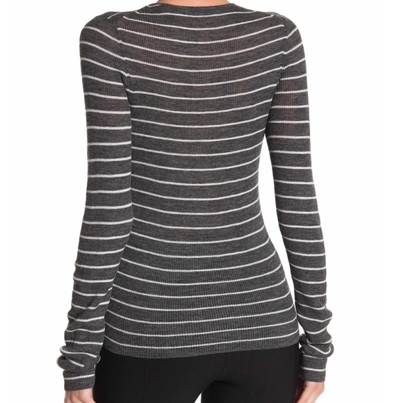 VINCE Striped Ribbed Crew Neck Shirt NWT L - Picture 2 of 2